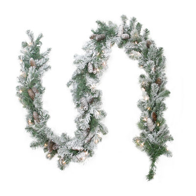 Northlight Flocked Victoria Pine Pre-Lit Indoor Christmas Garland