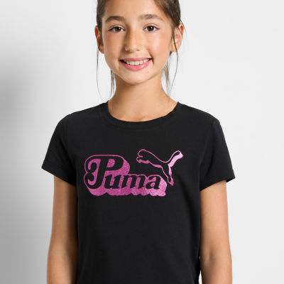 PUMA Big Girls Crew Neck Short Sleeve T-Shirt