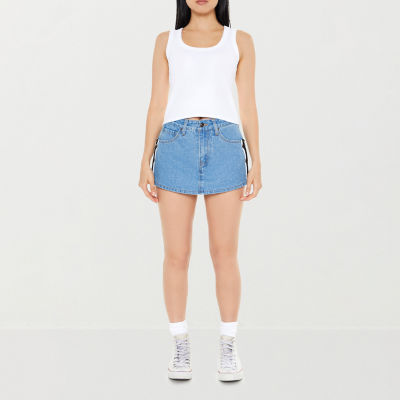 Forever 21 Womens Mid Rise Denim Skort Skirt-Juniors