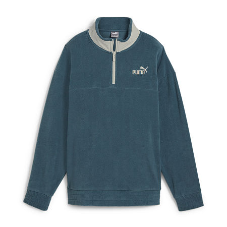 PUMA Womens Mock Neck Long Sleeve Quarter-Zip Pullover, Small, Gray