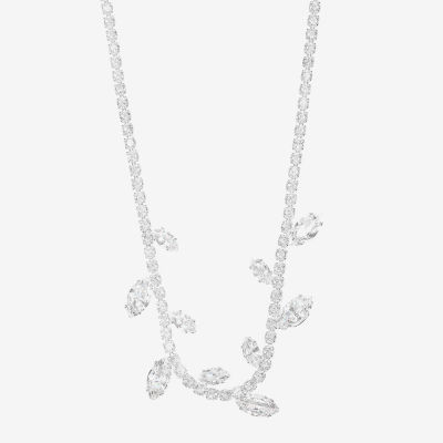 Sparkle Allure Womens Cubic Zirconia Pure Silver Over Brass 16 Inch Tennis Necklace