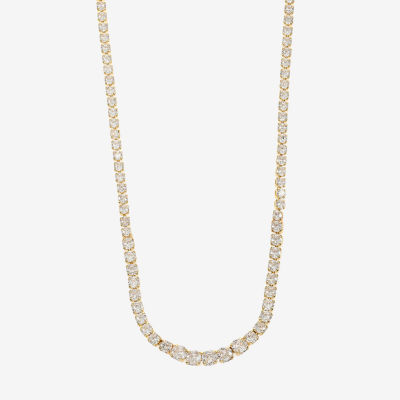 Sparkle Allure Womens Cubic Zirconia 14K Gold Over Brass 16 Inch Tennis Necklace