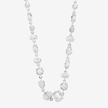 Sparkle Allure Womens Cubic Zirconia Pure Silver Over Brass 16 Inch Tennis Necklace In Metallic