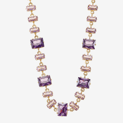 Sparkle Allure Womens Purple Cubic Zirconia 14K Gold Over Brass 16 Inch Tennis Necklace