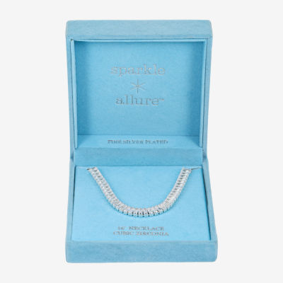 Sparkle Allure Womens Cubic Zirconia Pure Silver Over Brass 16 Inch Tennis Necklace
