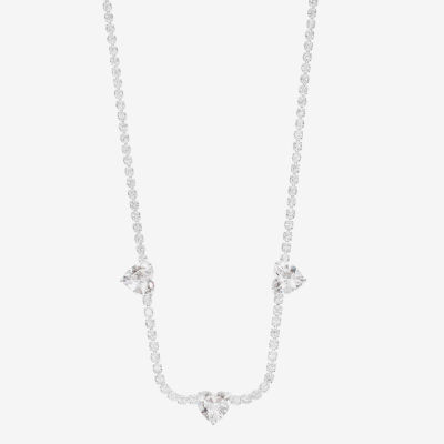 Sparkle Allure Womens Cubic Zirconia Pure Silver Over Brass 16 Inch Tennis Necklace