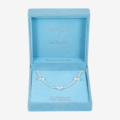 Sparkle Allure Womens Cubic Zirconia Pure Silver Over Brass 16 Inch Tennis Necklace