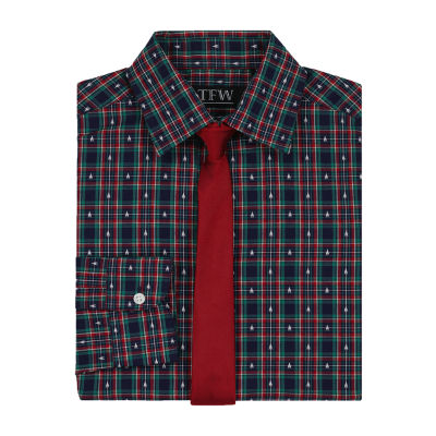 TFW Little & Big Kid Boys Long Sleeve Point Collar Shirt + Tie Set