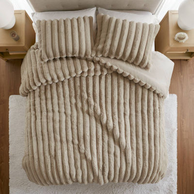 Madison Park Dahlia Faux Fur 3-pc. Midweight Comforter Set - JCPenney