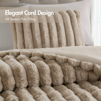 Madison Park Dahlia Faux Fur 3-pc. Midweight Comforter Set - JCPenney