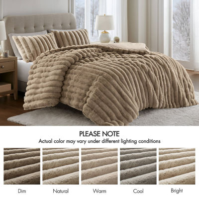 Madison Park Dahlia Faux Fur 3-pc. Midweight Comforter Set - JCPenney