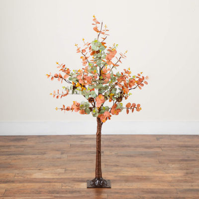 Nearly Natural 4ft Autumn Eucalyptus Lighted Indoor Artificial Tree