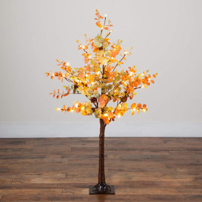 Nearly Natural 4ft Autumn Eucalyptus Lighted Indoor Artificial Tree