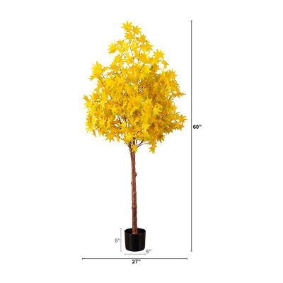 Nearly Natural 5ft Pre-Lit Autumn Maple Lighted Indoor Artificial Tree