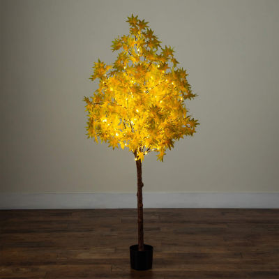 Nearly Natural 5ft Pre-Lit Autumn Maple Lighted Indoor Artificial Tree