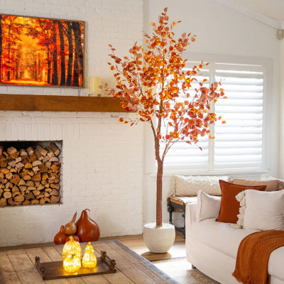 Nearly Natural 9ft Pre-Lit Autumn Eucalyptus Lighted Indoor Artificial Tree