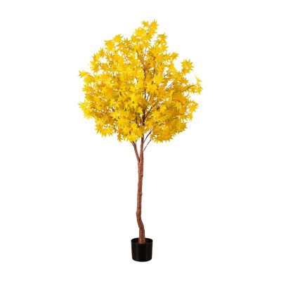 Nearly Natural 6ft Yellow Autumn Maple Lighted Indoor Artificial Tree