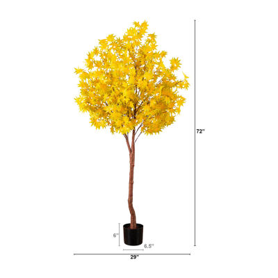 Nearly Natural 6ft Yellow Autumn Maple Lighted Indoor Artificial Tree