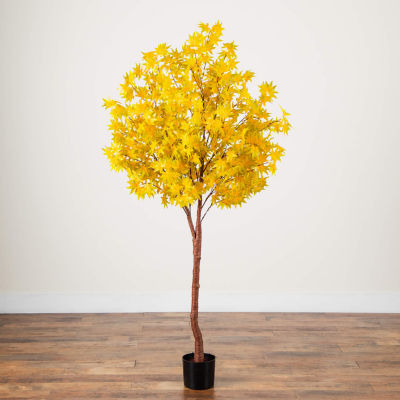 Nearly Natural 6ft Yellow Autumn Maple Lighted Indoor Artificial Tree
