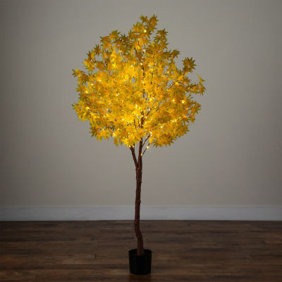 Nearly Natural 6ft Yellow Autumn Maple Lighted Indoor Artificial Tree