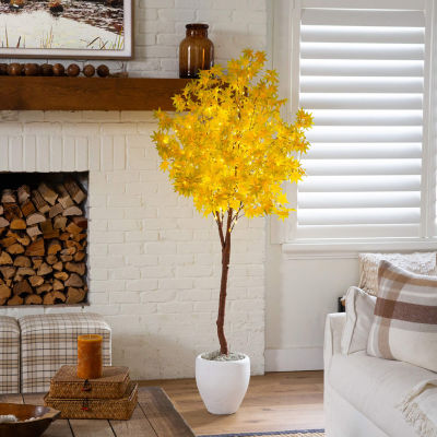 Nearly Natural 6ft Yellow Autumn Maple Lighted Indoor Artificial Tree
