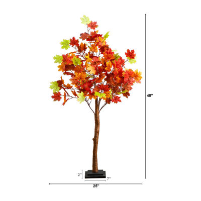 Nearly Natural 4ft Autumn Maple Fall Lighted Indoor Artificial Tree