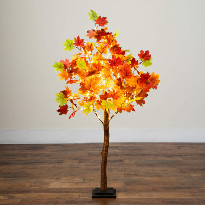 Nearly Natural 4ft Autumn Maple Fall Lighted Indoor Artificial Tree