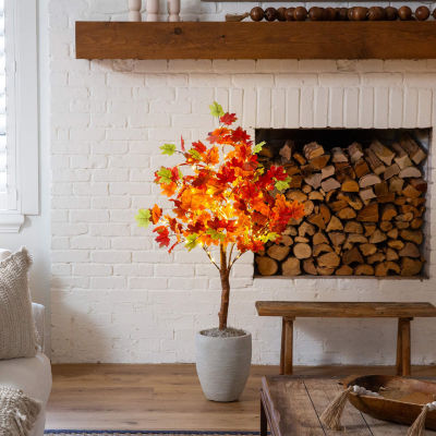 Nearly Natural 4ft Autumn Maple Fall Lighted Indoor Artificial Tree