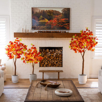 Nearly Natural 4ft Autumn Maple Fall Lighted Indoor Artificial Tree