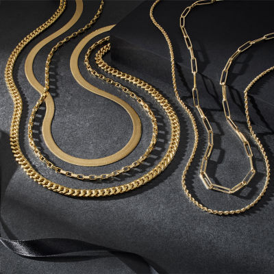 Mens 10K Gold 24 Inch Curb Chain Necklace
