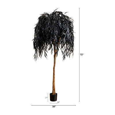 Nearly Natural 6ft Halloween Black Willow Indoor Artificial Tree