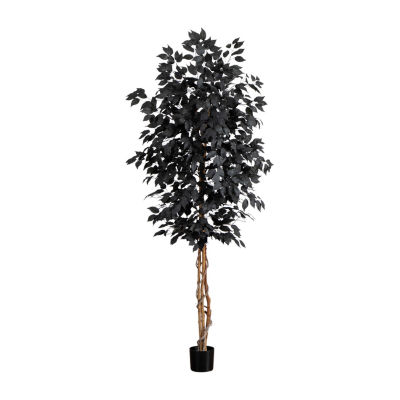 Nearly Natural 7ft Black Ficus Indoor Artificial Tree