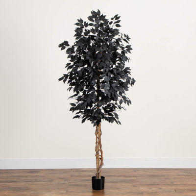 Nearly Natural 7ft Black Ficus Indoor Artificial Tree