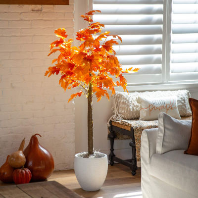 Nearly Natural 5ft Pre-Lit Autumn Maple Lighted Indoor Artificial Tree