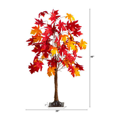 Nearly Natural 4ft Pre-Lit Autumn Weep Maple Lighted Indoor Artificial Tree