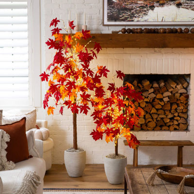 Nearly Natural 4ft Pre-Lit Autumn Weep Maple Lighted Indoor Artificial Tree