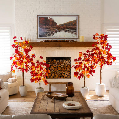 Nearly Natural 4ft Pre-Lit Autumn Weep Maple Lighted Indoor Artificial Tree