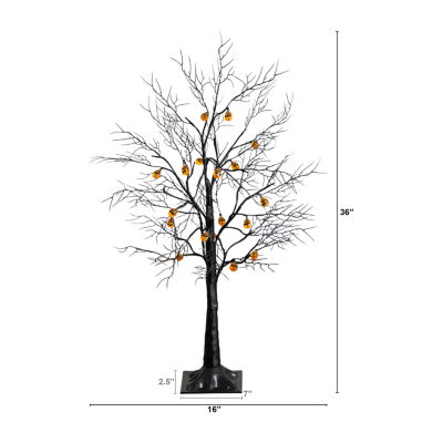 Nearly Natural 3ft Pre-Lit Halloween Black Twig Lighted Indoor Artificial Tree