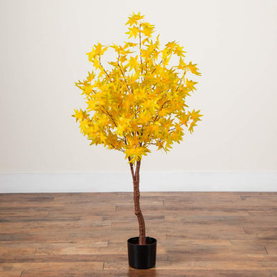Nearly Natural 4ft Pre-Lit Yellow Autumn Maple Artificial Tree
