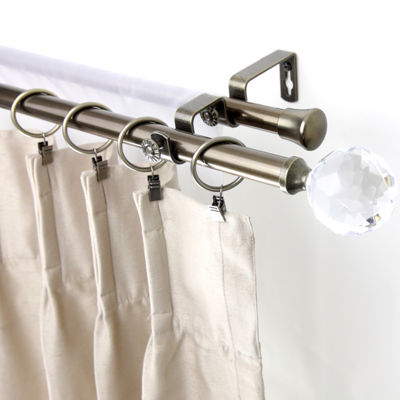 Rod Desyne Double 13/16" Adjustable Curtain with Faceted Finials