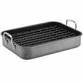 Rachael Ray Nitro Cast Iron 9 in. x 13 in. Red Rectangle Cast Iron Roasting Pan