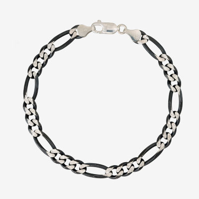 Made in Italy Sterling Silver 8 1/2 Inch Hollow Figaro Chain Bracelet