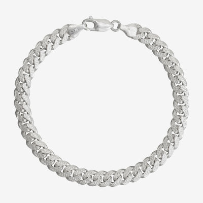 Made in Italy Sterling Silver 8 1/2 Inch Hollow Curb Chain Bracelet