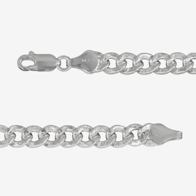 Made in Italy Sterling Silver 8 1/2 Inch Hollow Curb Chain Bracelet