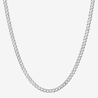 Made in Italy Sterling Silver 20 Inch Solid Curb Chain Necklace, One Size, Silver