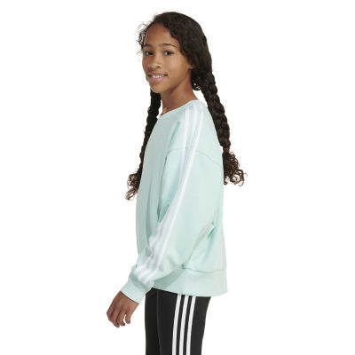 adidas Big Girls Embroidered Crew Neck Long Sleeve Fleece Sweatshirt