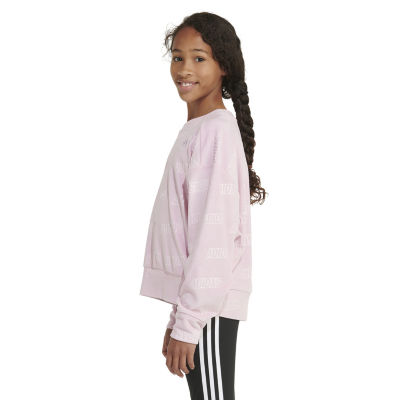 adidas Big Girls Embroidered Crew Neck Long Sleeve Sweatshirt