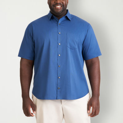 Van Heusen Stainshield Big and Tall Mens Regular Fit Short Sleeve Button-Down Shirt