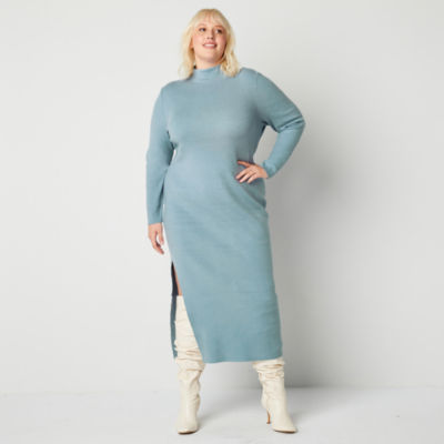 Worthington X Jason Bolden Womens Plus Long Sleeve Stretch Fabric Midi ...