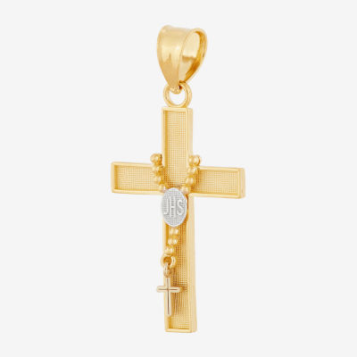 Unisex Adult 14K Two Tone Gold Cross Pendant